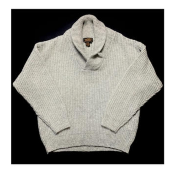 Eddie Bauer Light Brown Wool Sweater Button Loop Shawl Collar Mens Winter L - Picture 3 of 16